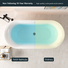 Load image into Gallery viewer, Nami 67" Acrylic Freestanding Bathtub Brushed Nickel Pop-Up Drain