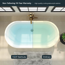 Load image into Gallery viewer, Shangri-La 55" x 28" freestanding bathtub oval soaking bath with chrome drain and overflow