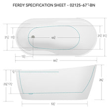 Load image into Gallery viewer, Lana'i 67" freestanding oval bathtub with brushed nickel drain