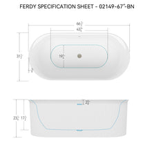 Load image into Gallery viewer, Nami 67" Acrylic Freestanding Bathtub Brushed Nickel Pop-Up Drain
