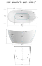 Load image into Gallery viewer, Naha 59" x 31" freestanding bathtub with Toe-Tap Chrome Drain