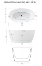 Load image into Gallery viewer, Tahiti 59" x 31" freestanding oval bath - Matte Black Drain & Matte Black Overflow
