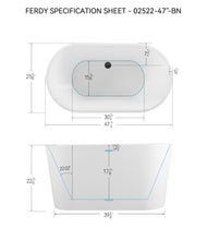 Load image into Gallery viewer, Shangri-La 47" x 26" freestanding oval bath -matte black drain