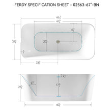 Load image into Gallery viewer, Maui 67" x 31" freestanding straight bath - brushed nickel drain