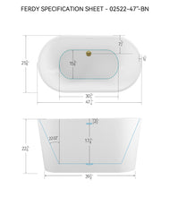 Load image into Gallery viewer, Shangri-La 47" x 26" freestanding oval bath - polished gold drain