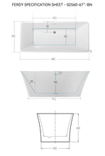 Load image into Gallery viewer, Sentosa 67" x 30" freestanding bathtub straight bath - brushed nickel drain