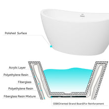 Load image into Gallery viewer, Naha 59" x 31" freestanding bathtub with Toe-Tap Chrome Drain