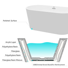 Load image into Gallery viewer, Shangri-La 55" x 28" freestanding bathtub oval soaking bath with chrome drain and overflow