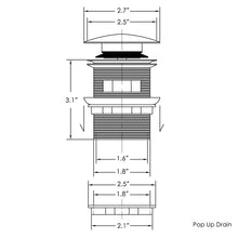 Load image into Gallery viewer, Pop-up Drain for FerdY Freestanding Bathtub, Chrome, cUPC Certification