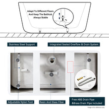 Load image into Gallery viewer, Sentosa 67" x 30" freestanding bathtub straight bath - brushed nickel drain