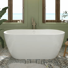 Load image into Gallery viewer, Bali 59" x 29" freestanding oval bathtub with Brushed Nickel Drain