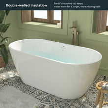 Load image into Gallery viewer, Bali 59" x 29" freestanding oval bathtub with Brushed Nickel Drain