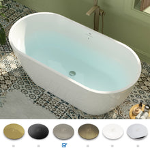 Load image into Gallery viewer, Bali 59" x 29" freestanding oval bathtub with Brushed Nickel Drain