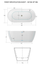 Load image into Gallery viewer, Bali 59" x 29" freestanding oval bathtub with Brushed Nickel Drain