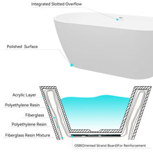 Load image into Gallery viewer, Bali 59" x 29" freestanding oval bathtub with Brushed Nickel Drain