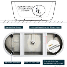 Load image into Gallery viewer, Bali 59" x 29" freestanding oval bathtub with Brushed Nickel Drain