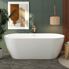 Load image into Gallery viewer, Bali 67" x 29" freestanding oval bath with Brushed Nickel Drain