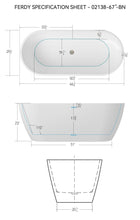 Load image into Gallery viewer, Bali 67" x 29" freestanding oval bath with Brushed Nickel Drain