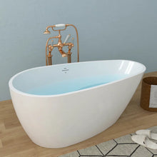 Load image into Gallery viewer, Tamago 55" x 30" freestanding bathtub soaking bath with center toe-tap drain