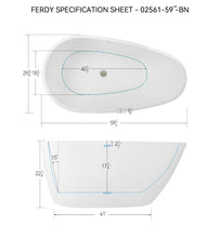 Load image into Gallery viewer, Tamago 59" x 31" freestanding bathtub soaking tub with brushed nickel drain