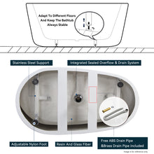 Load image into Gallery viewer, Tamago 59" x 31" freestanding bathtub soaking tub with brushed nickel drain