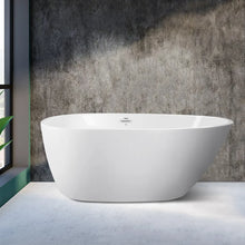 Load image into Gallery viewer, Tamago 55" x 30" freestanding bathtub soaking bath with center toe-tap drain