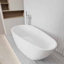 Load image into Gallery viewer, Tamago 59" x 31" freestanding bathtub soaking tub with brushed nickel drain