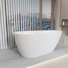 Load image into Gallery viewer, Tamago 59" x 31" freestanding bathtub soaking tub with brushed nickel drain