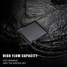Load image into Gallery viewer, FerdY 4" Square Shower Floor Drain, Tile Recessed with Removable Hidden Cover, Stainless Steel, Matte Black Floor Drain for Bathroom