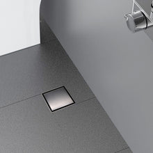 Load image into Gallery viewer, FerdY 4" Square Shower Floor Drain, Tile Recessed with Removable Hidden Cover, Stainless Steel, Gun Gray Floor Drain for Bathroom