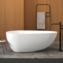 Load image into Gallery viewer, Havana 59" Resin Stone Freestanding Bathtub Matte White Pop-up Drain