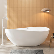 Load image into Gallery viewer, Lamu 63" Stone Resin Freestanding Bathtub Matte White Pop-up Drain