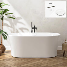 Load image into Gallery viewer, Santorini 58" Acrylic Freestanding Tub White Toe-tap Drain