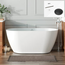 Load image into Gallery viewer, Bali 55'' x 28'' Freestanding Bathtub Soaking Tub - Matte Black Drain