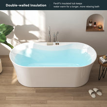 Load image into Gallery viewer, Santorini 67" Acrylic Freestanding Tub White Toe-tap Drain