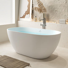 Load image into Gallery viewer, Fiji 59" Stone Resin Freestanding Bathtub Matte White Pop-up Drain