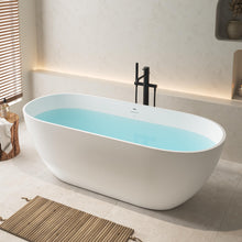 Load image into Gallery viewer, Fiji 69" Stone Resin Freestanding Bathtub Matte White Pop-up Drain