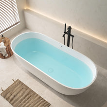 Load image into Gallery viewer, Fiji 69" Stone Resin Freestanding Bathtub Matte White Pop-up Drain