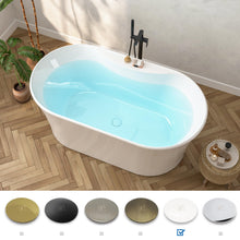 Load image into Gallery viewer, Santorini 58" Acrylic Freestanding Tub White Toe-tap Drain