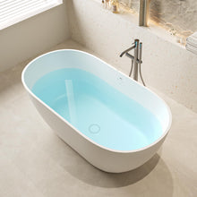 Load image into Gallery viewer, Fiji 59" Stone Resin Freestanding Bathtub Matte White Pop-up Drain