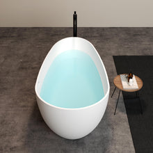 Load image into Gallery viewer, Havana 59" Resin Stone Freestanding Bathtub Matte White Pop-up Drain