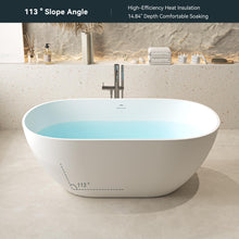 Load image into Gallery viewer, Fiji 59" Stone Resin Freestanding Bathtub Matte White Pop-up Drain