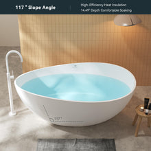 Load image into Gallery viewer, Lamu 63" Stone Resin Freestanding Bathtub Matte White Pop-up Drain