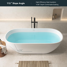 Load image into Gallery viewer, Fiji 69" Stone Resin Freestanding Bathtub Matte White Pop-up Drain
