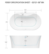 Load image into Gallery viewer, Santorini 58" Acrylic Freestanding Tub White Toe-tap Drain