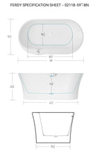 Load image into Gallery viewer, Mauritius 59" Acrylic Freestanding Tub Gloss White Drainage