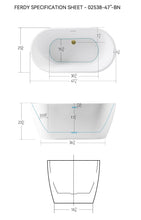 Load image into Gallery viewer, Bali 47'' x 25'' Freestanding bathtubs Soaking Bathtub with Gold Drain