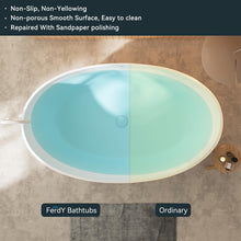 Load image into Gallery viewer, Lamu 63" Stone Resin Freestanding Bathtub Matte White Pop-up Drain