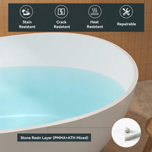 Load image into Gallery viewer, Lamu 63" Stone Resin Freestanding Bathtub Matte White Pop-up Drain