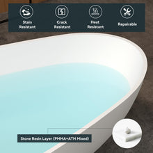 Load image into Gallery viewer, Havana 59" Resin Stone Freestanding Bathtub Matte White Pop-up Drain